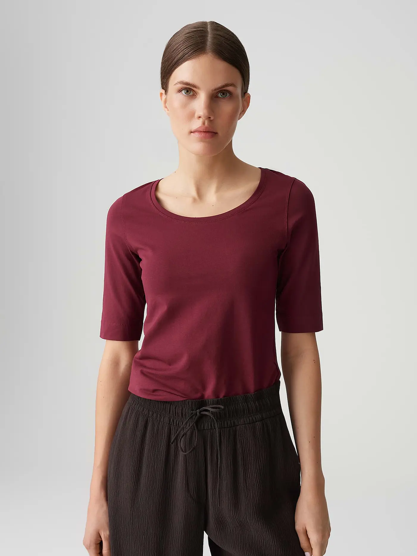 OPUS | Basic T-Shirt "Daily F" | dunkelrot